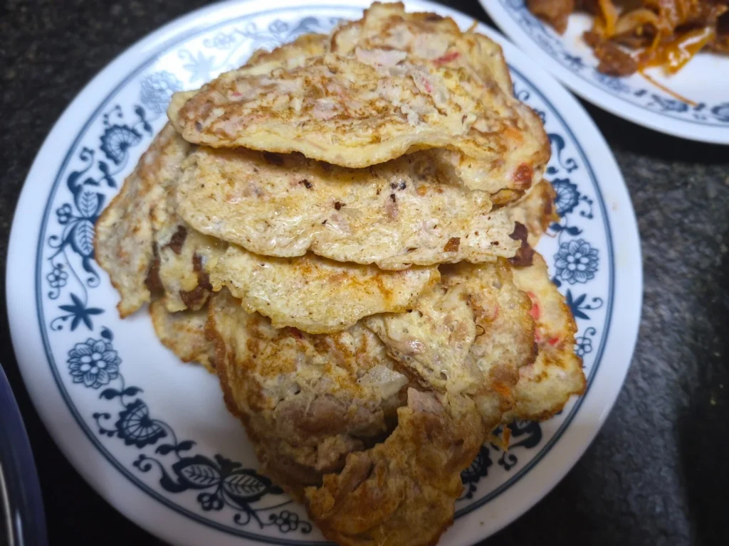 Homemade tuna jeon prepared for a quiet Chuseok meal at home in Korea